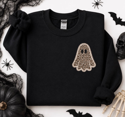 **DEAL OF THE DAY** Left Chest Leopard Ghost Black Sweatshirt