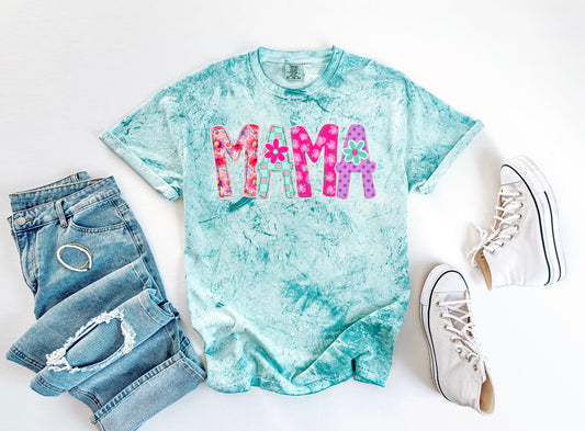 Colorful Mama Daisy Sea Green Colorblast Tee