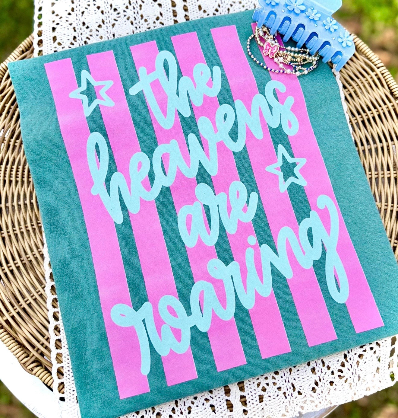 Stripes The Heavens Are Roaring Seafoam Tee