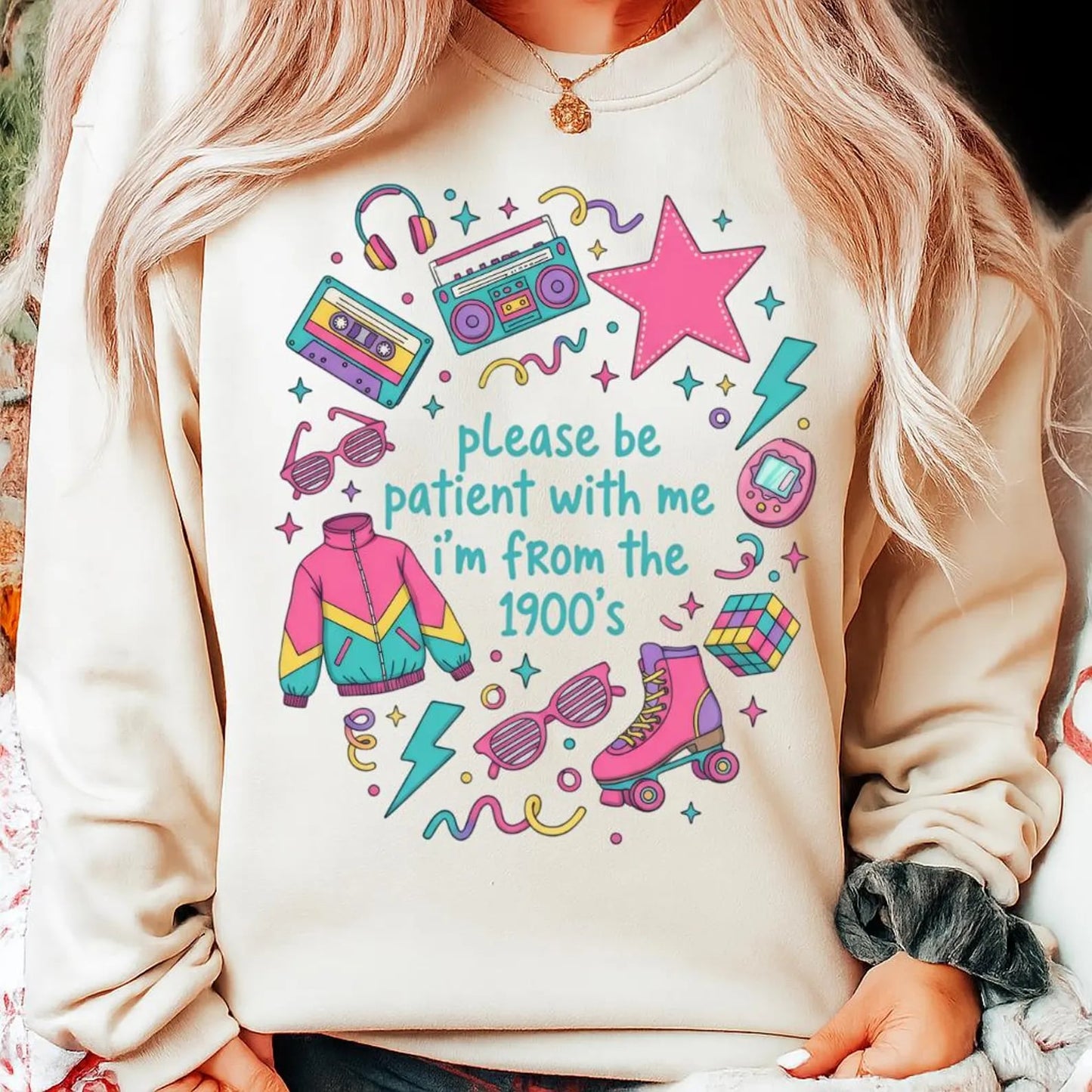 Collage Please Be Patient With Me Sand Sweatshirt