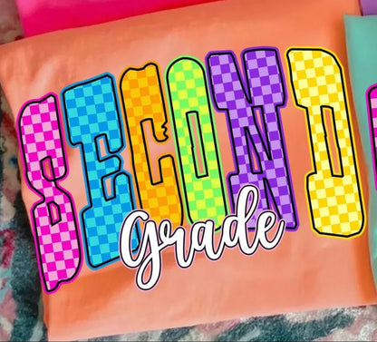 **BACK TO SCHOOL** Checkered Grade Melon Tee