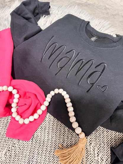 **EMBROIDERED** Mama Script Heart Sweatshirt