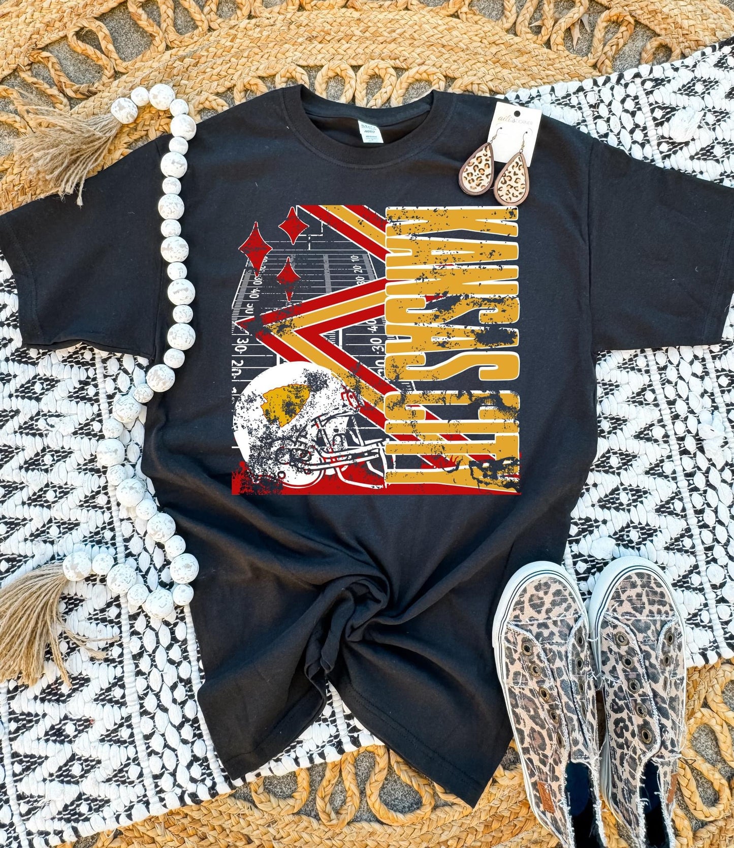 **HALFTIME DEAL** Kansas City Football Field Black Tee