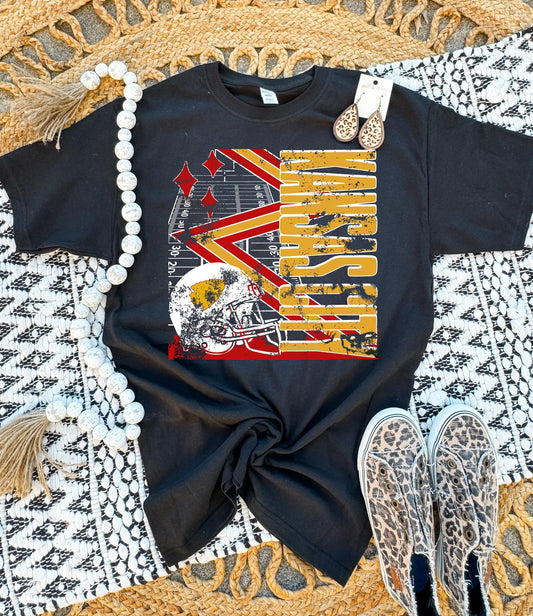 **HALFTIME DEAL** Kansas City Football Field Black Tee