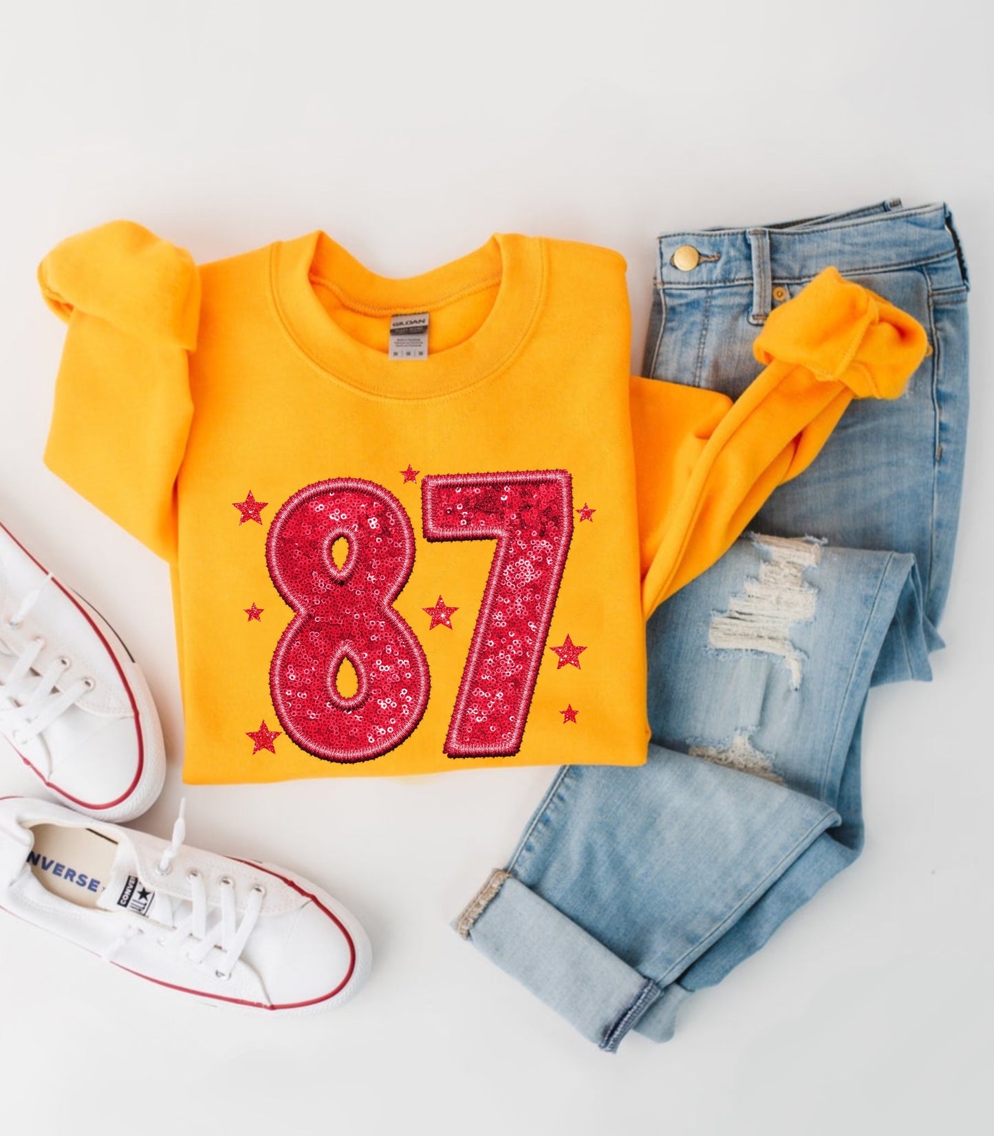 Red 87 Stars Gold Sweatshirt