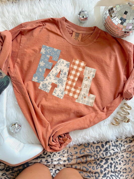 Plaid & Floral Fall Design Yam Tee