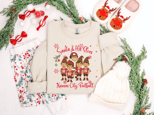 **HALFTIME DEAL** Santa & His Elves Sand Sweatshirt