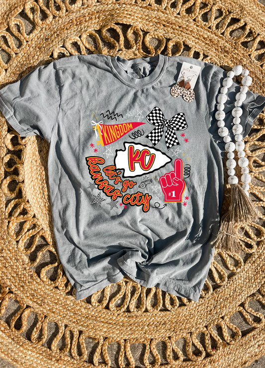Let’s Go Kansas City Flag & Arrowhead Grey Tee