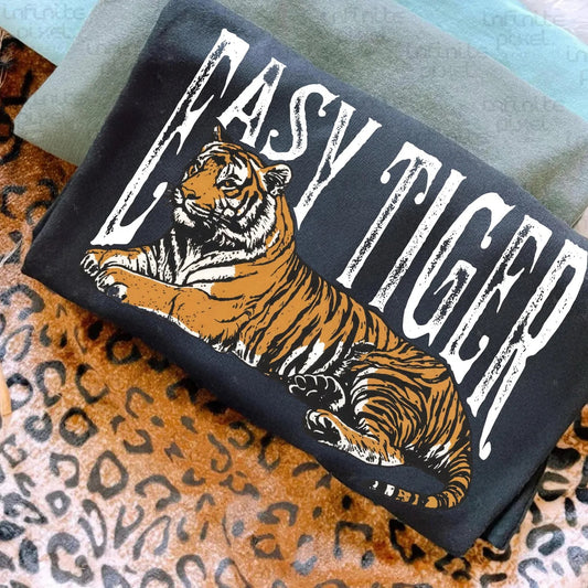 White Ink Easy Tiger Black Tee