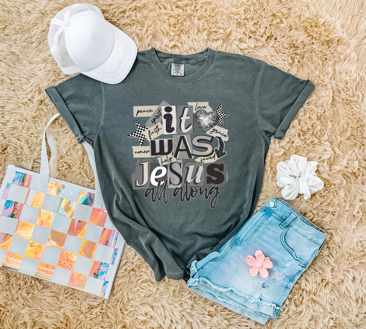 Stars It Was Jesus All Along Pepper Tee