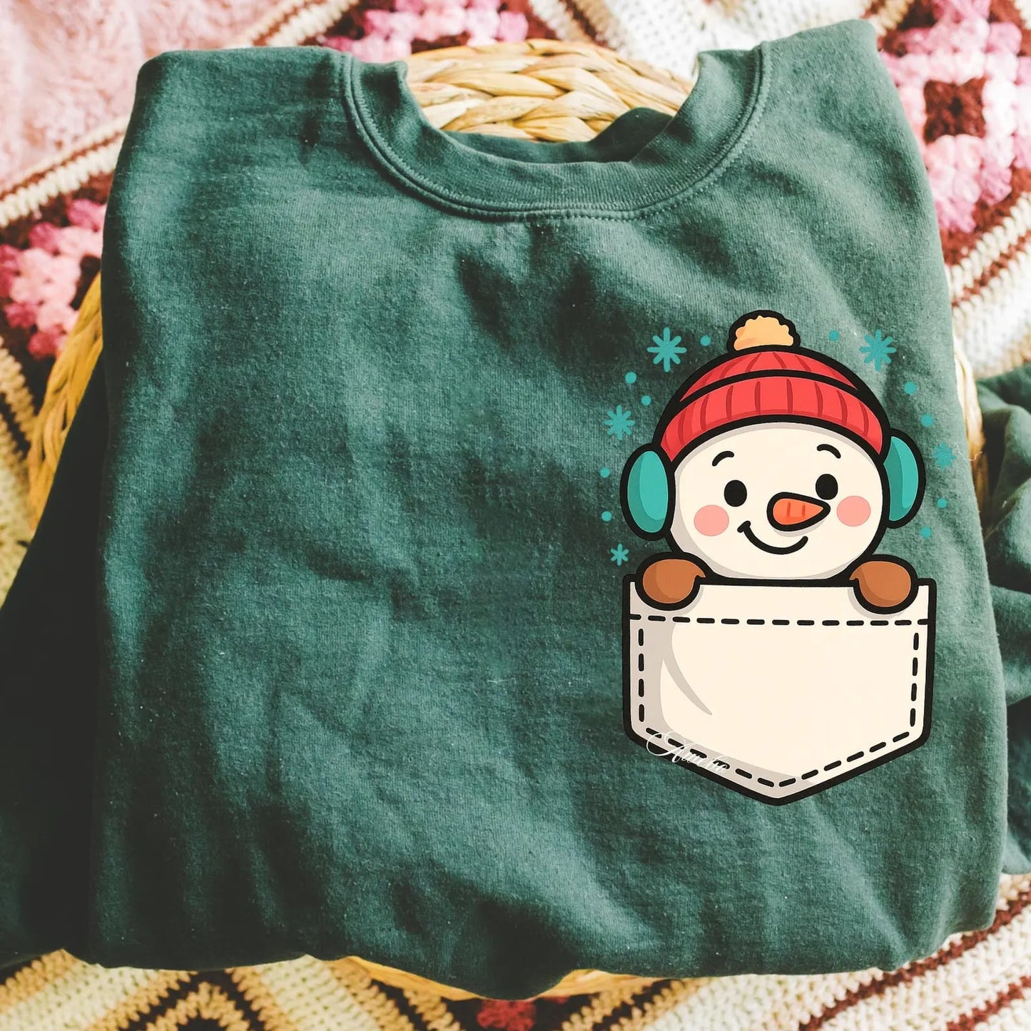 Pocket Snowman Forest Sweatshirt