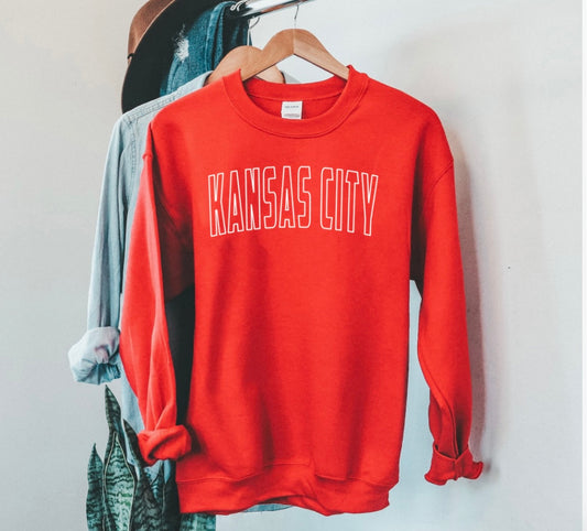 White Outline Kansas City Red Sweatshirt