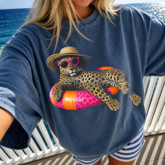 Leopard Floatie Blue Jean Tee