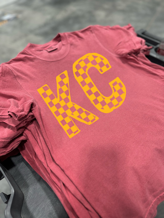 Gold KC Checkered Crimson Tee