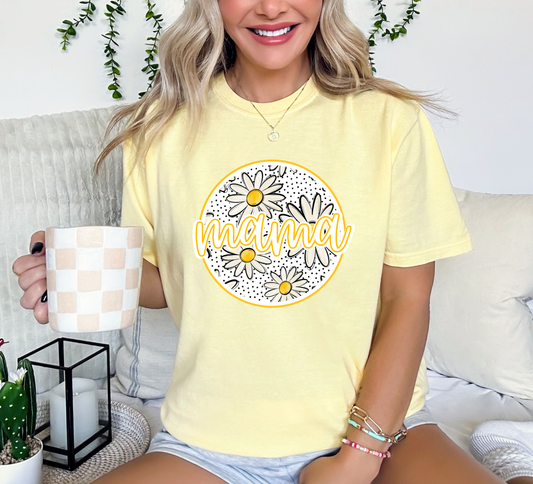 Mama Daisy Circle Design Banana Tee