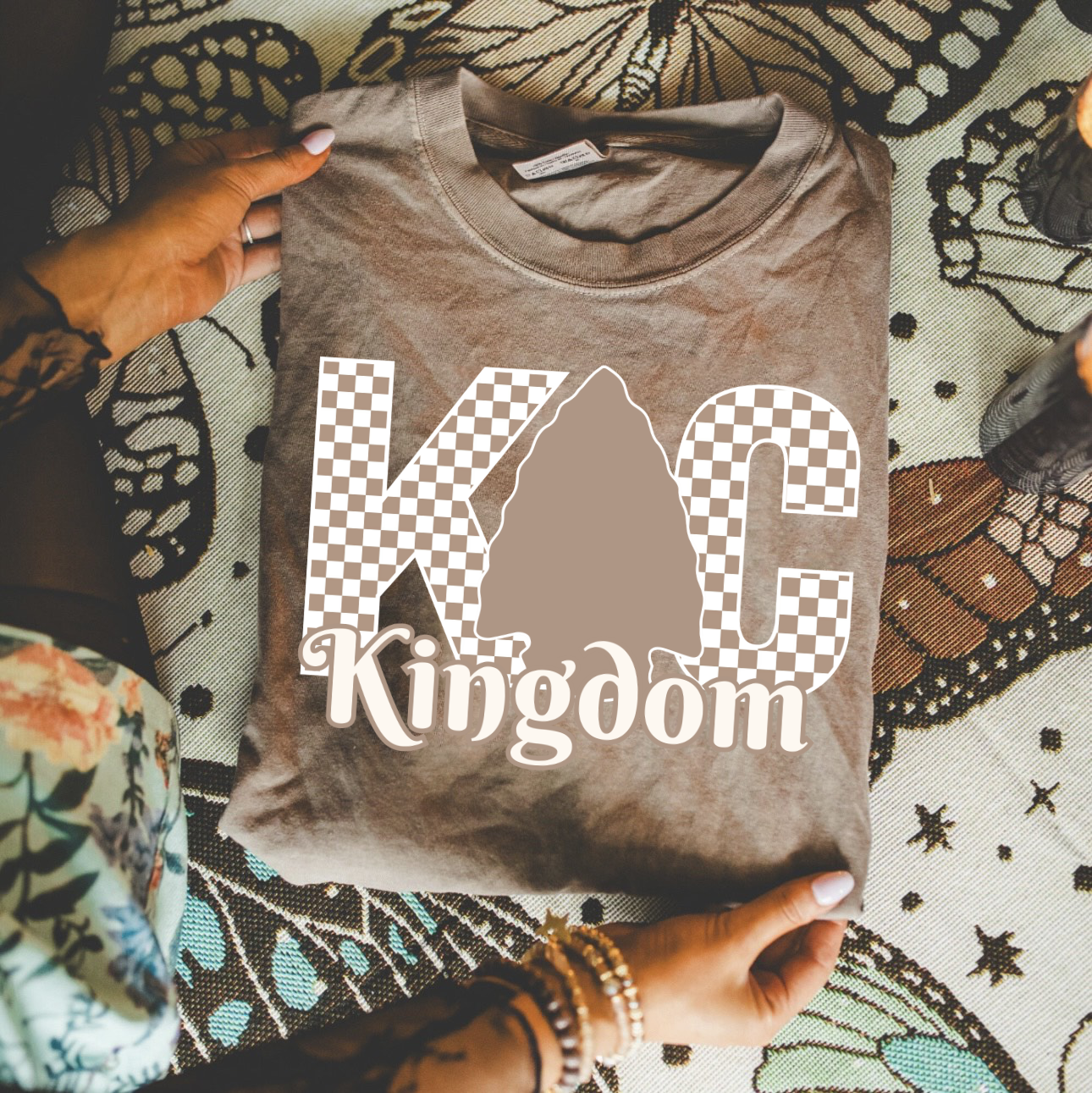 **DEAL PRICE** Checkered Neutral KC Kingdom Espresso Tee