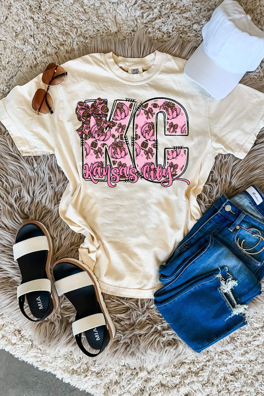 Pink KC Pumpkins Kansas City Ivory Tee