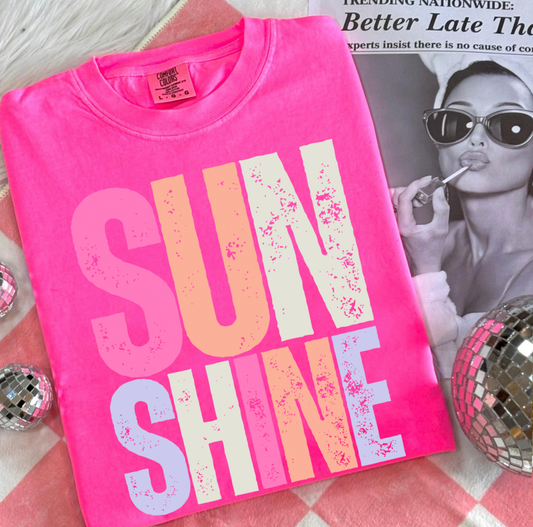 Colorful Sunshine Chalky Neon Pink Tee