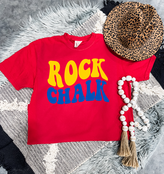 Yellow & Blue Design Red Tee