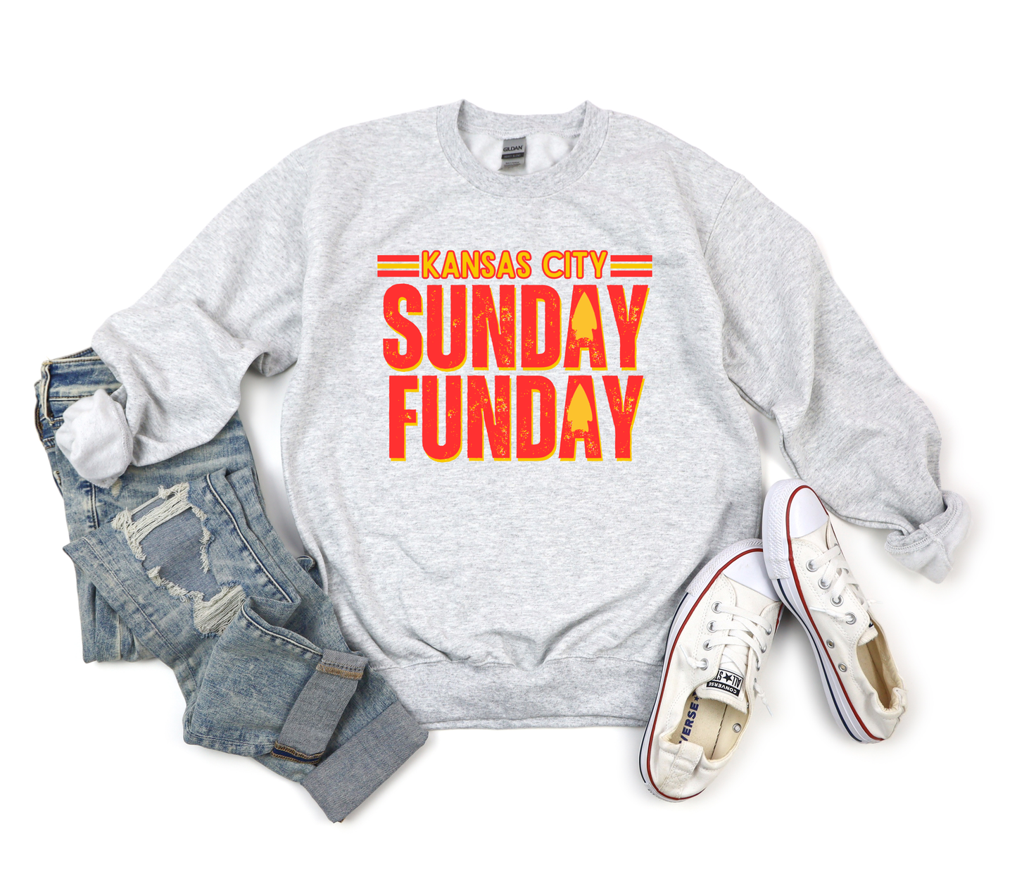 **HALFTIME DEAL** Red & Gold Sunday Funday Ash Sweatshirt