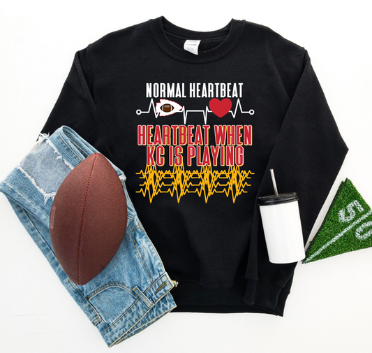 **HALFTIME DEAL** Heartbeat When KC Is Playing Black Sweatshirt