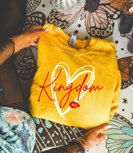 **HALFTIME DEAL** Doodle Red & Gold Kingdom Heart Script Gold Sweatshirt