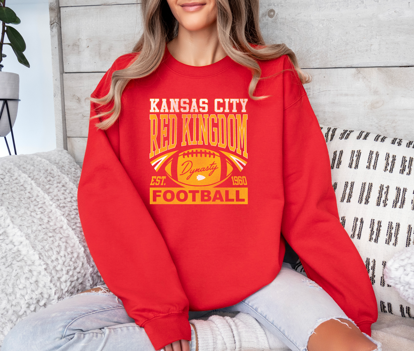 **HALFTIME DEAL** Gold & White Kansas City Dynasty Football Red Sweatshirt