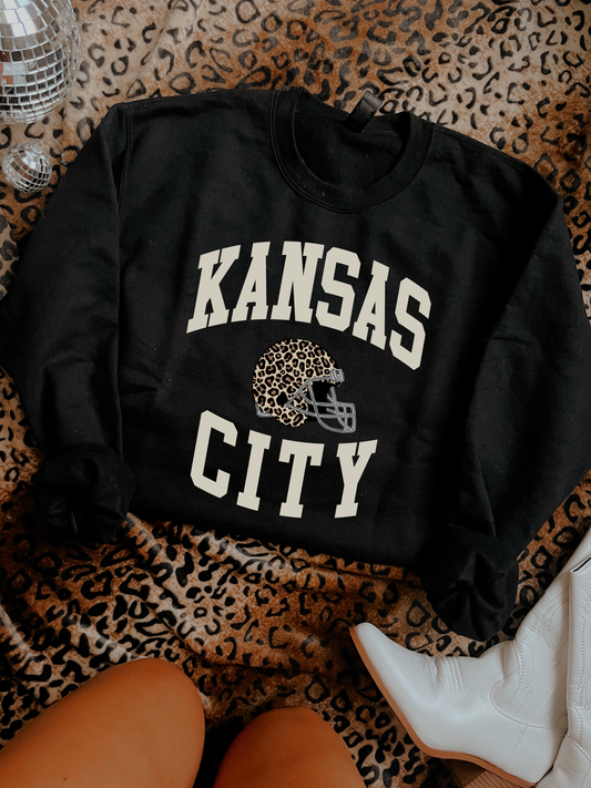 Oval Neutral Kansas City Leopard Helmet Black Sweatshirt