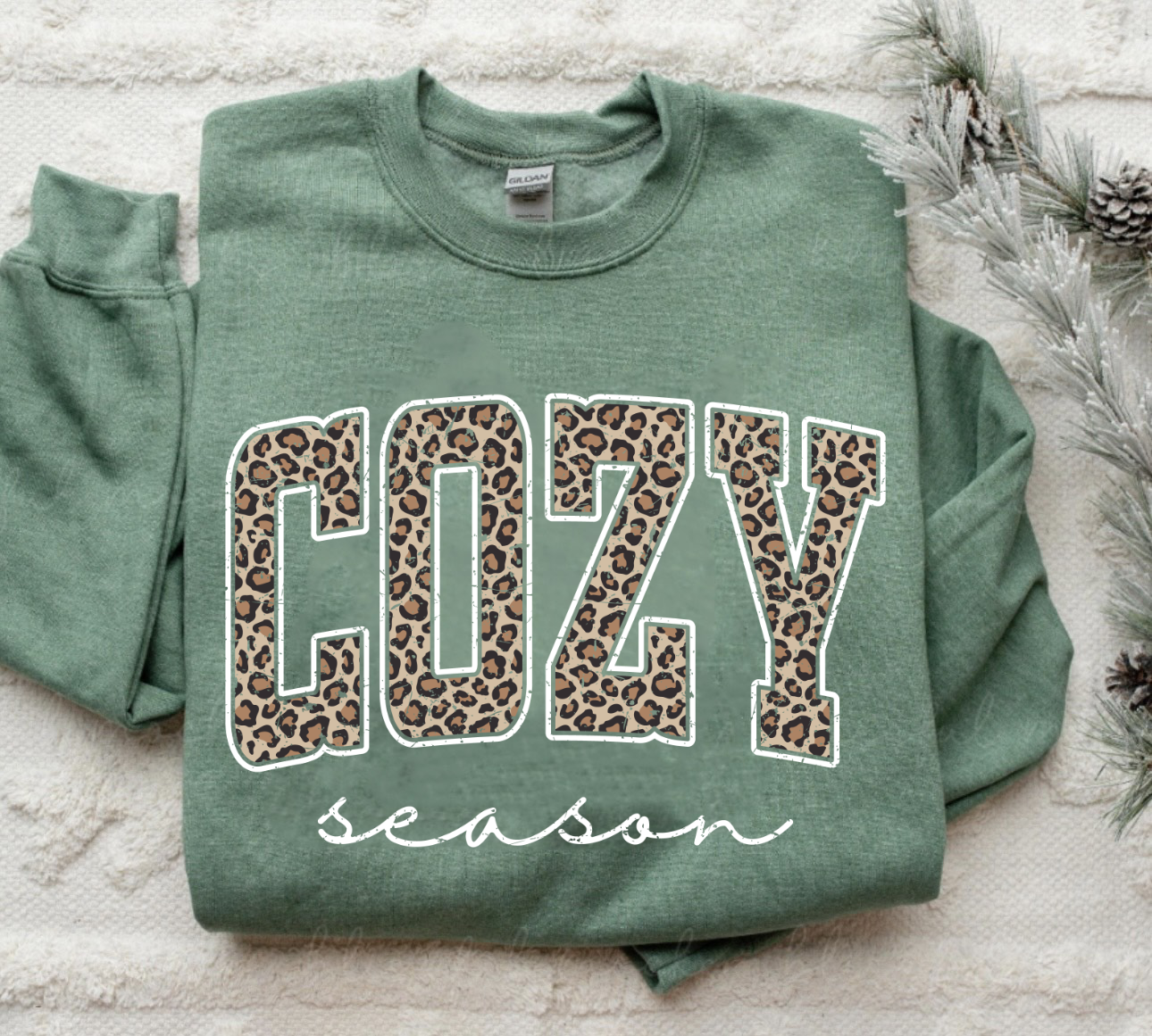 White Ink Cozy Season Heather Green Sweatshirt