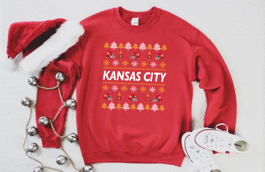 **HALFTIME DEAL** Ugly Christmas Sweater KC Football Red Sweatshirt