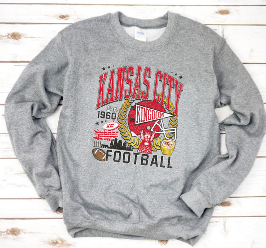 **HALFTIME DEAL** Big KC Arch Design Sports Grey Sweatshirt