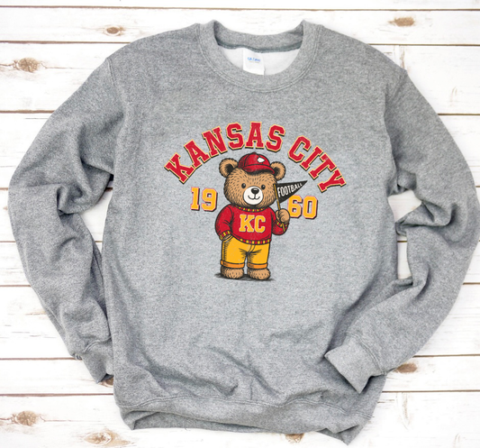 **HALFTIME DEAL** Kansas City Football Bear Sports Grey Sweatshirt