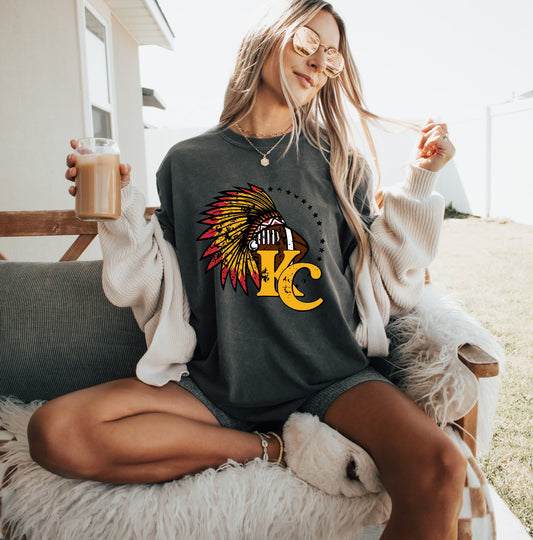 **HALFTIME DEAL** KC Feathered Football Pepper Tee