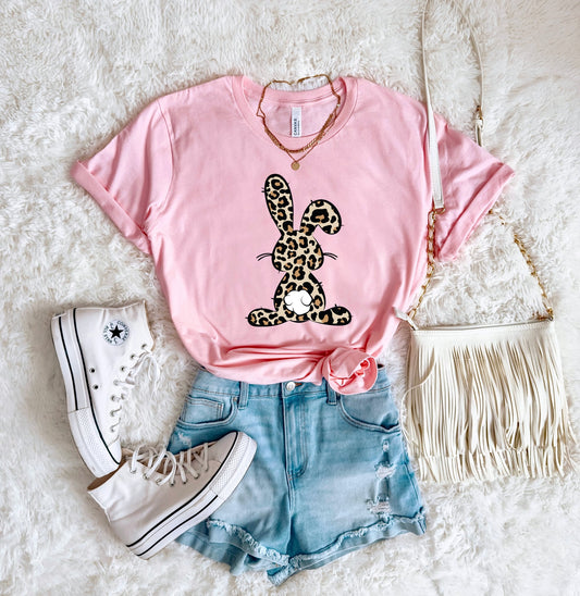 Leopard Bunny Light Pink Tee