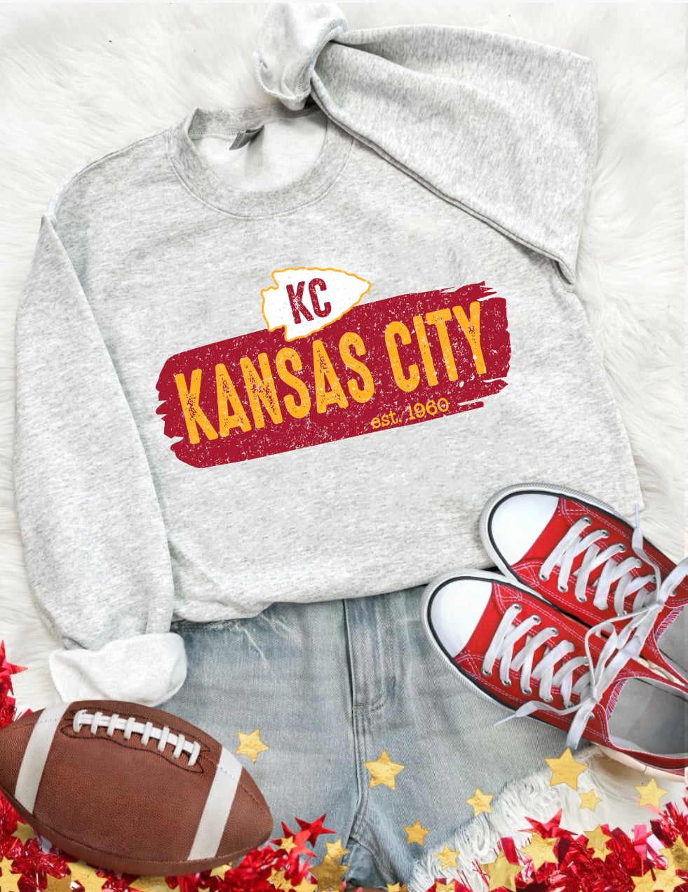 **HALFTIME DEAL** EST 1969 KC Sign Ash Sweatshirt