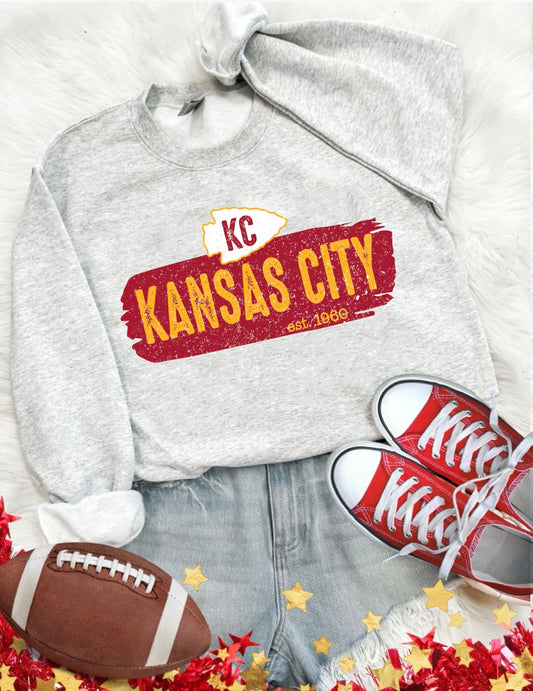 **HALFTIME DEAL** EST 1969 KC Sign Ash Sweatshirt
