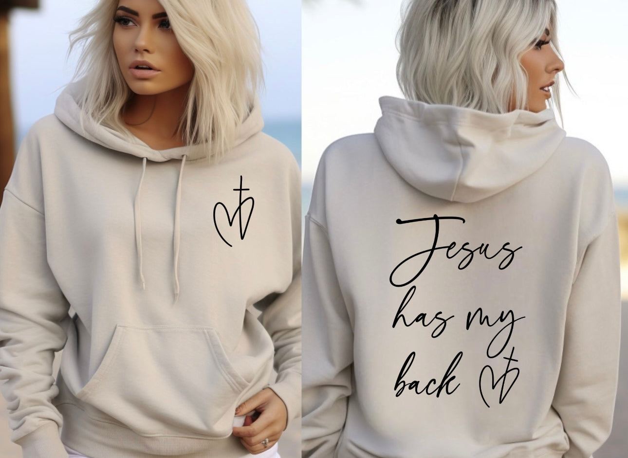 *NEW* FRONT + BACK- Black Jesus Has My Back Sand Option
