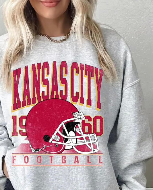 **HALFTIME DEAL** Red Kansas City 1960 Helmet Ash Sweatshirt