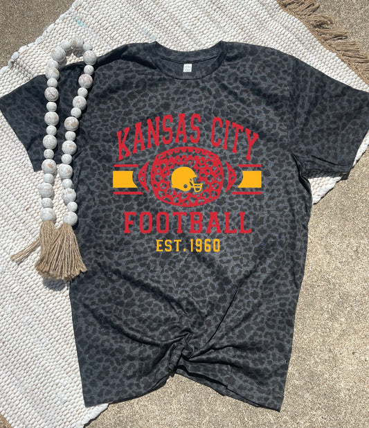 **HALFTIME DEAL** Kansas City Leopard Football 1960 Black Leopard Tee