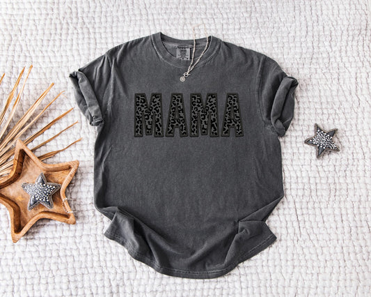 Mama Faux Black Leopard Pepper Tee