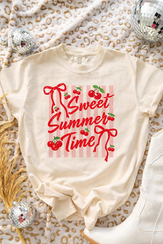 Cherries Sweet Summer Time Ivory Tee