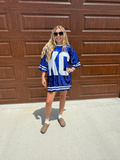 **PREORDER** Dark Blue KC Sequins Dress