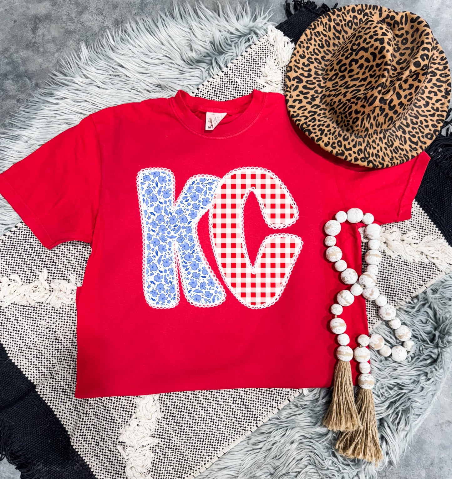 KC Stars & Plaid Red Tee