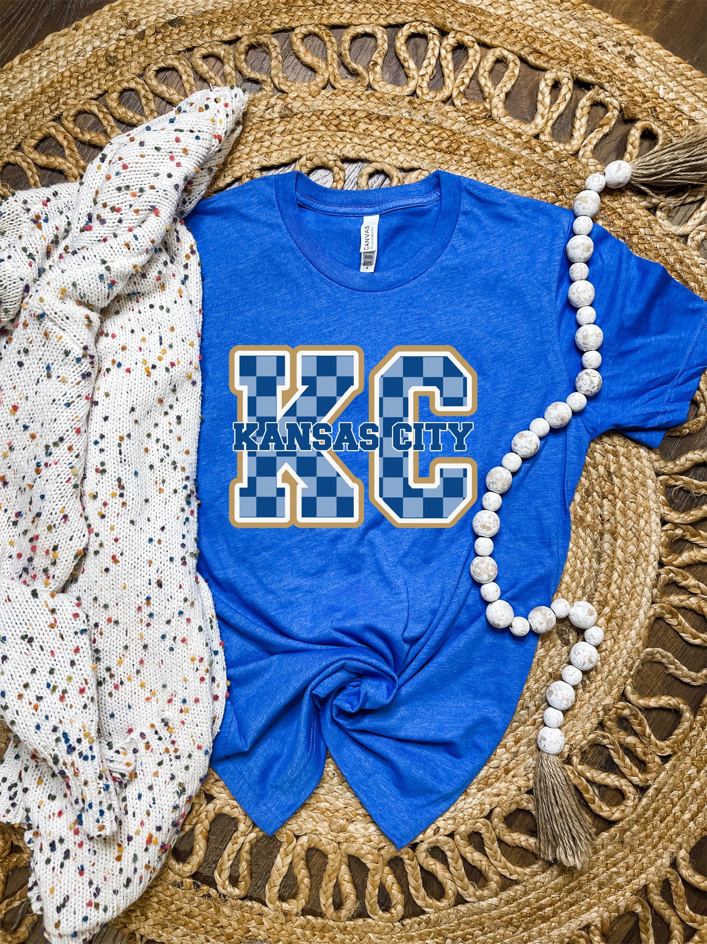 KC Checkered Kansas City Heather Royal Tee