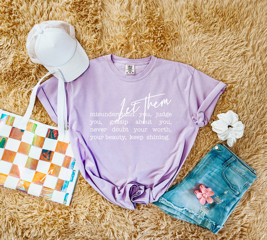 White Let Them List Orchid Tee