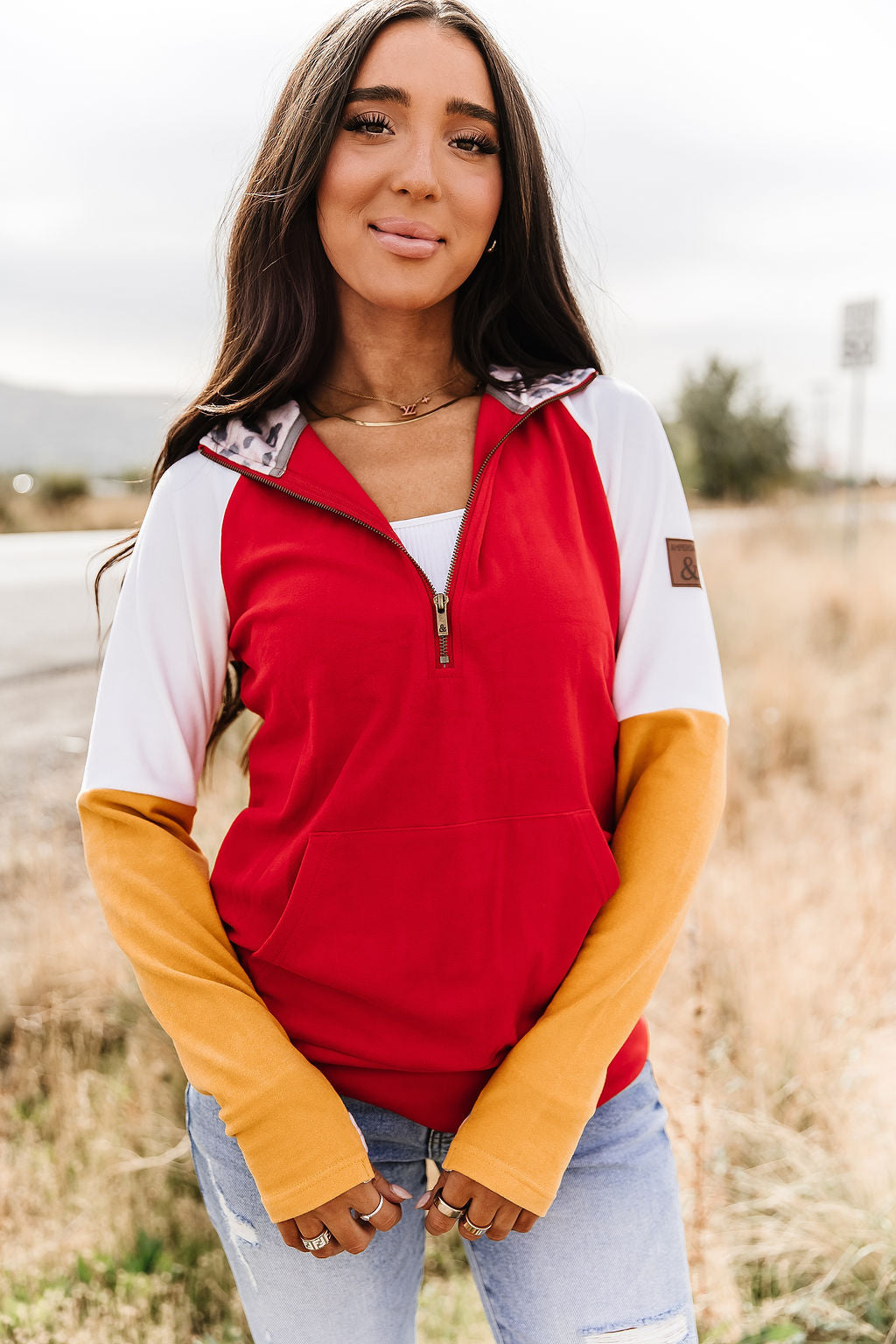 READY TO SHIP--Red & Gold Half Zip❤️💛