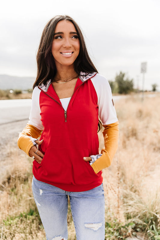 READY TO SHIP--Red & Gold Half Zip❤️💛