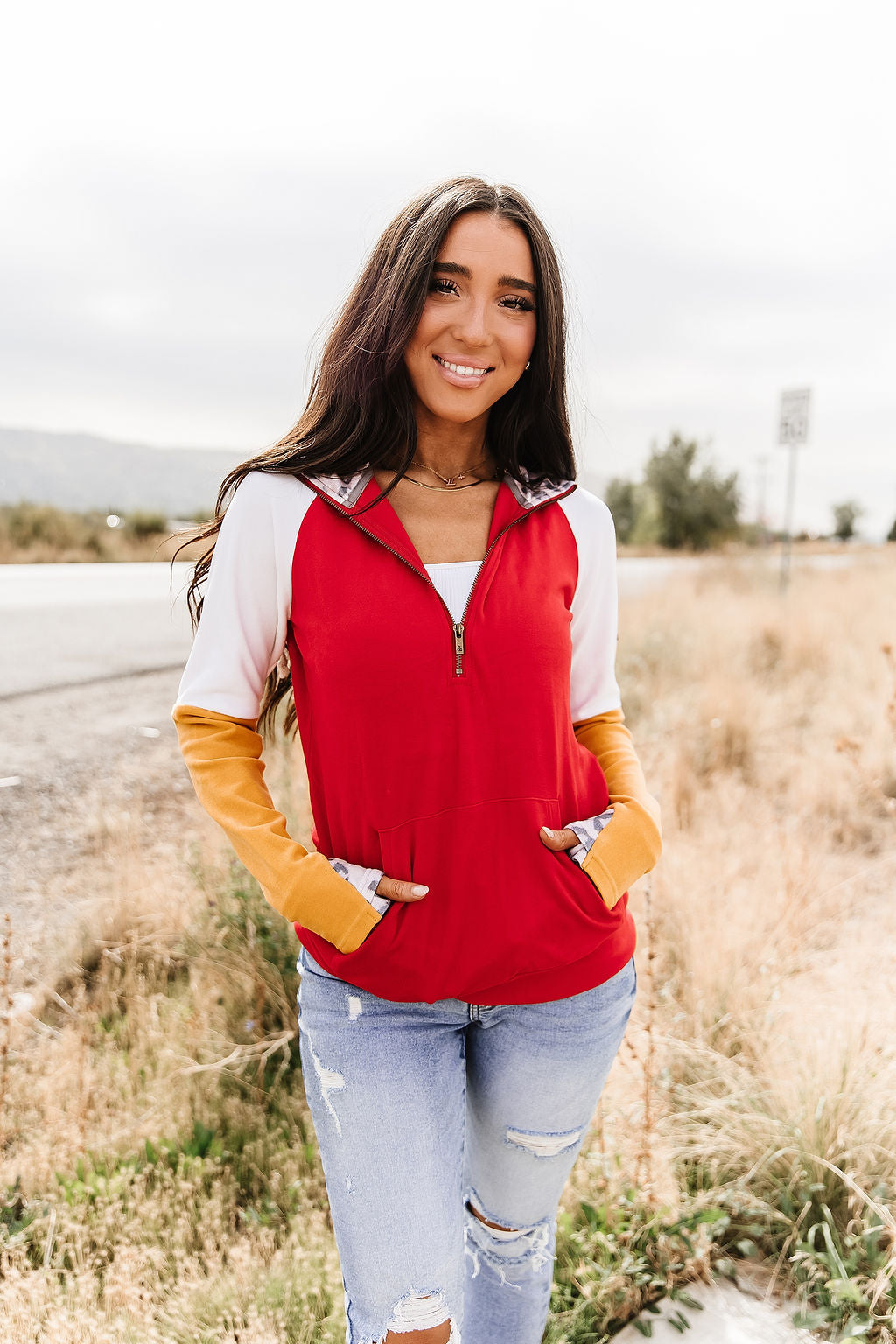 READY TO SHIP--Red & Gold Half Zip❤️💛
