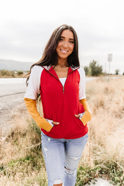 READY TO SHIP--Red & Gold Half Zip❤️💛