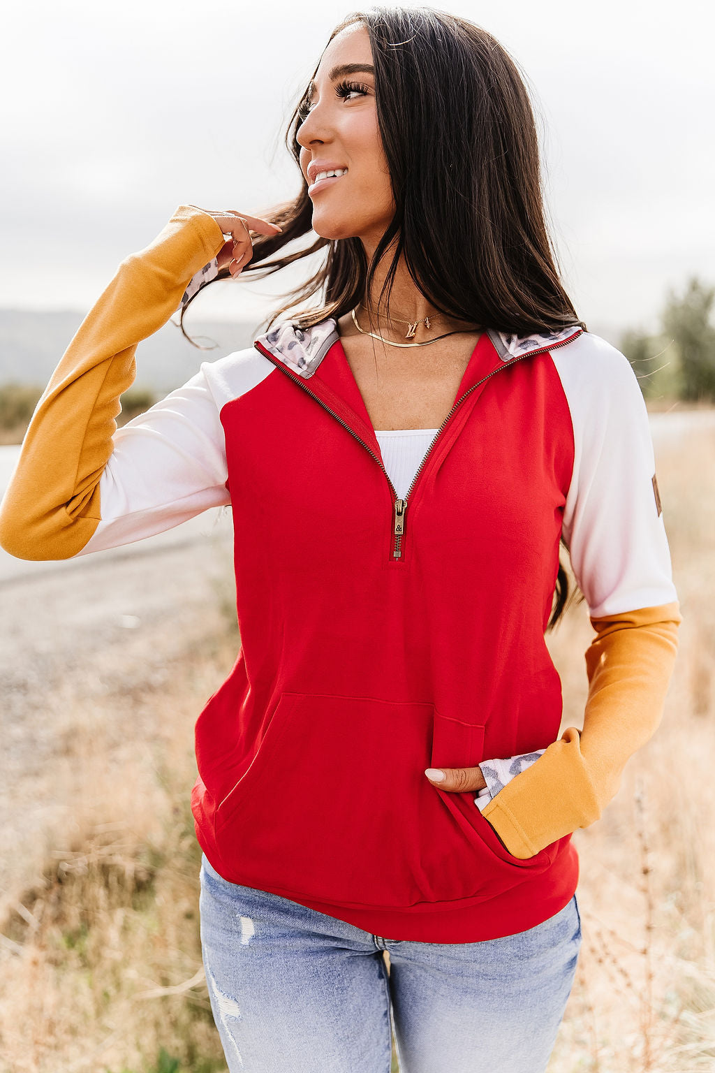 READY TO SHIP--Red & Gold Half Zip❤️💛
